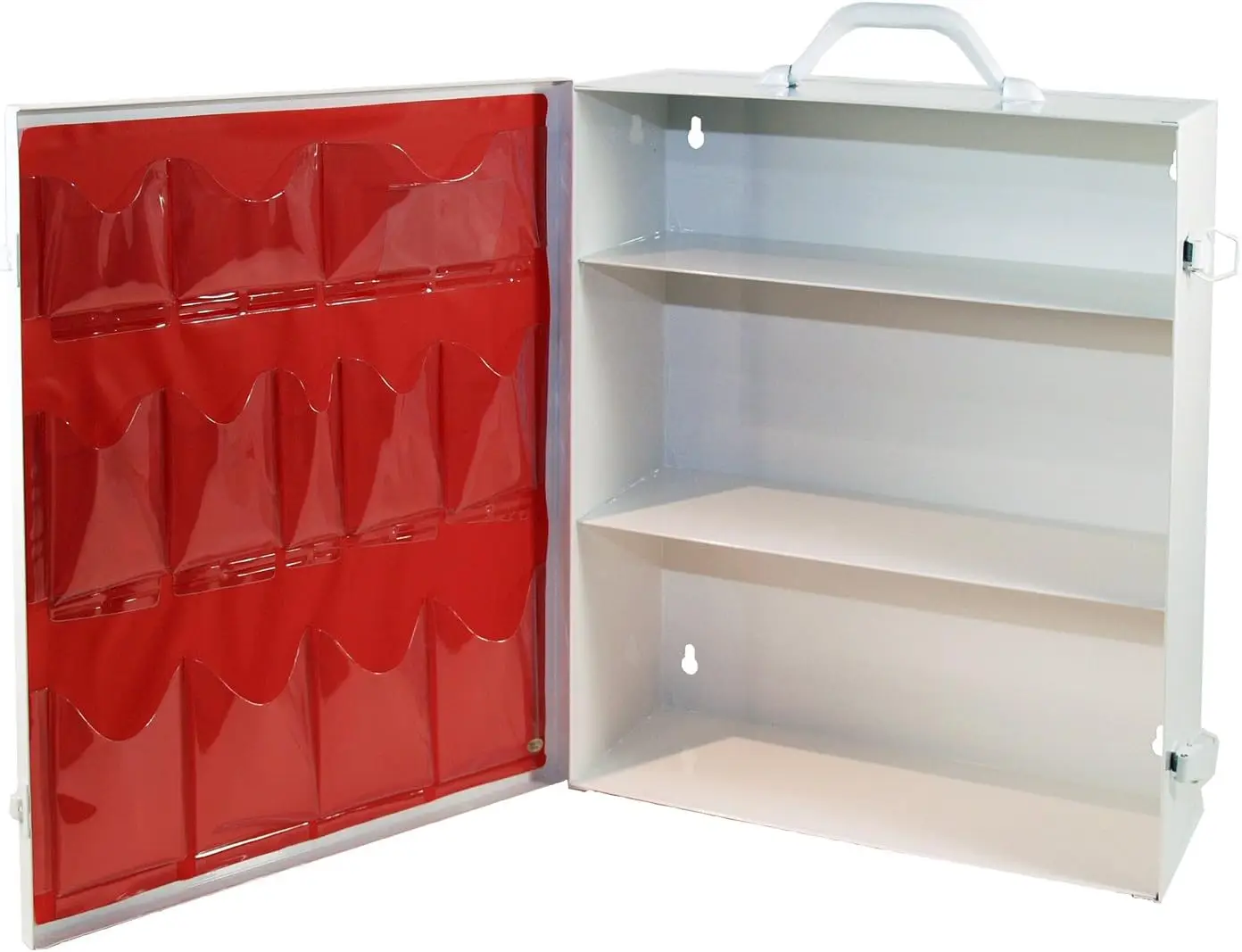 

Настенный аптечный шкаф с 3 полками и карманами, белый, полноразмерный, для промышленной безопасности