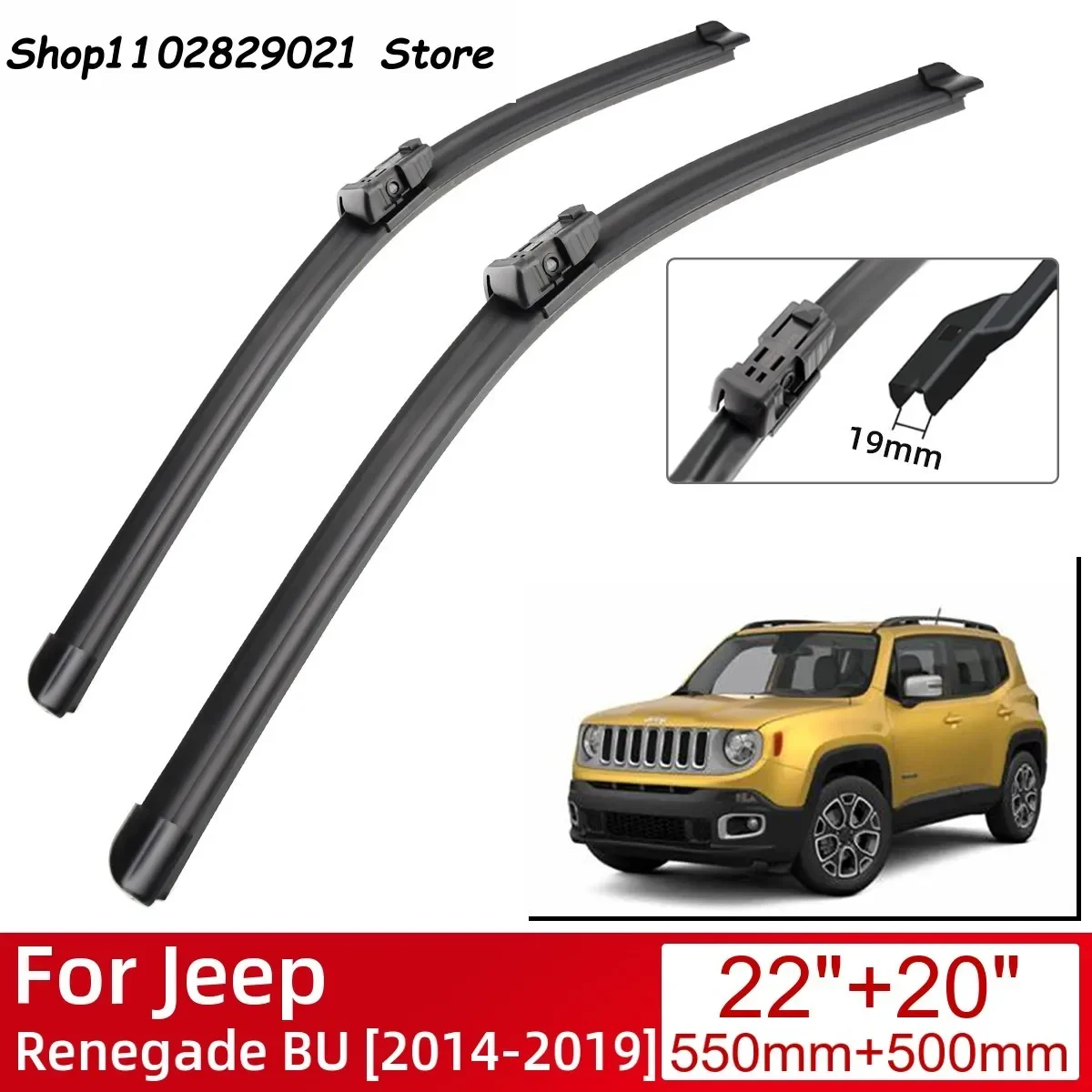 

For Jeep Renegade BU 2014-2019 Car Accessories Front Windscreen Wiper Blade Brushes Wipers 2019 2018 2017 2016