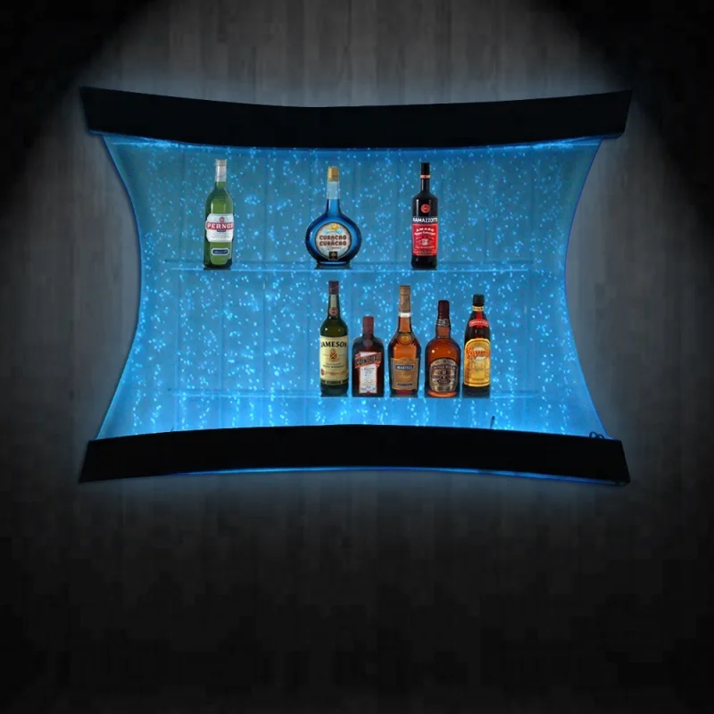 (Customized) led bar furniture water bubble wall hanging liquor bar display cabinet