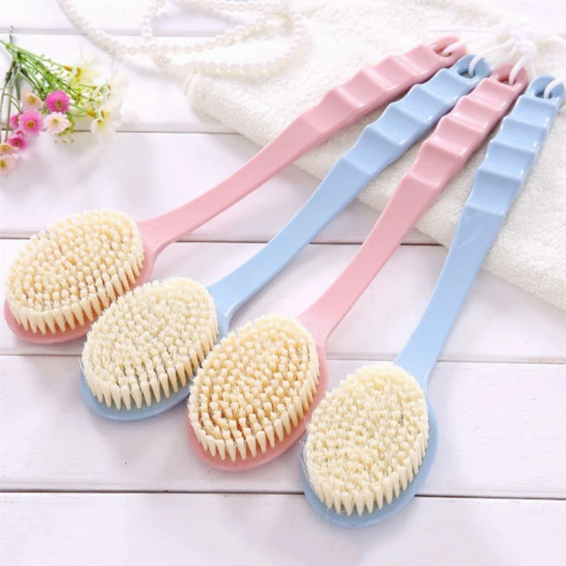 Soft Body Scrubber Shower Exfoliating Scrubs Long Handle Bath Brush Exfoliator Skin Massager Cleaning Brush Bathroom Accessories