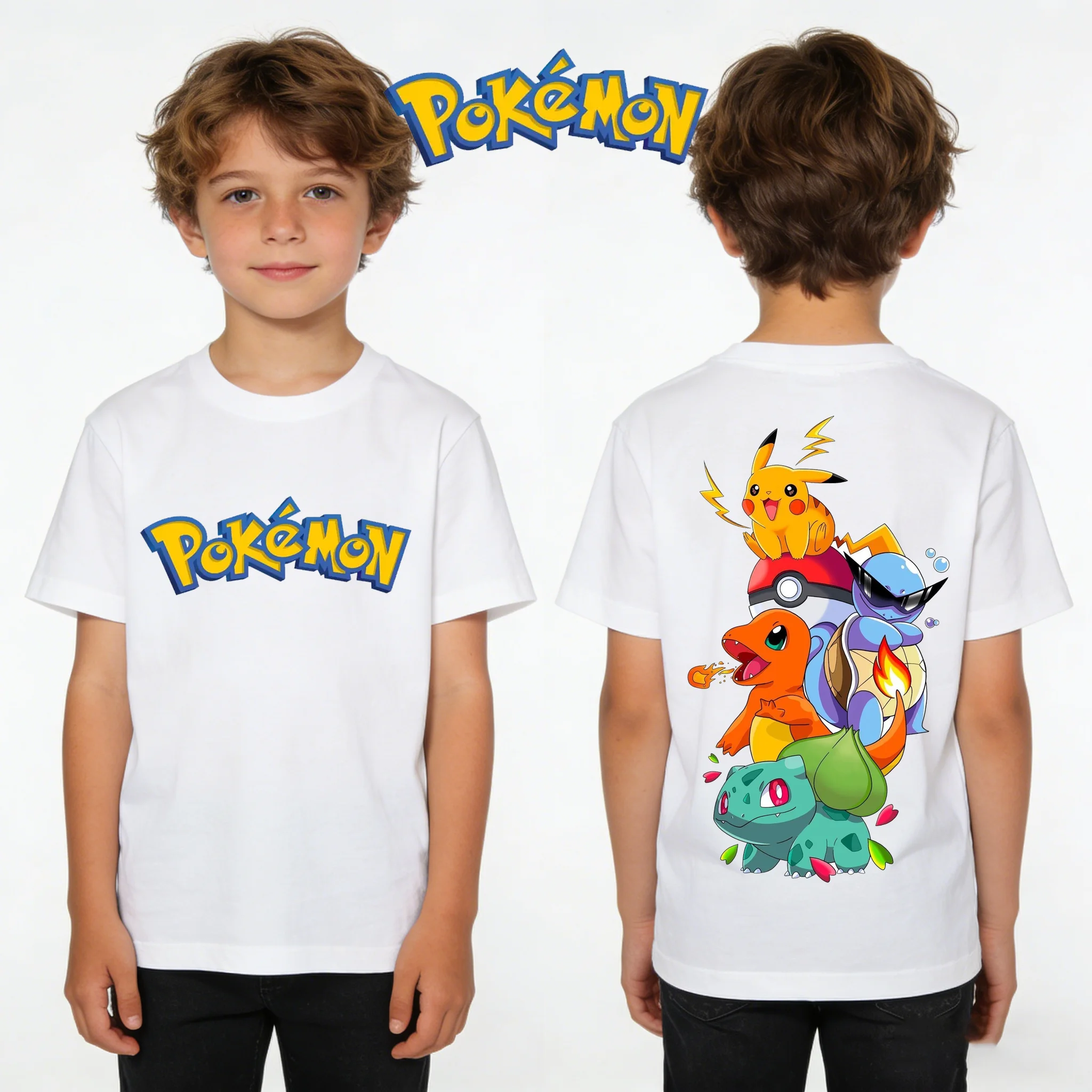 

Pokémon Pikachu T-shirt Kids Printed T-Shirt Boy Girl Summer Y2K Harajuku Loose Casual Short Sleeve Top for Chirldren Retro New
