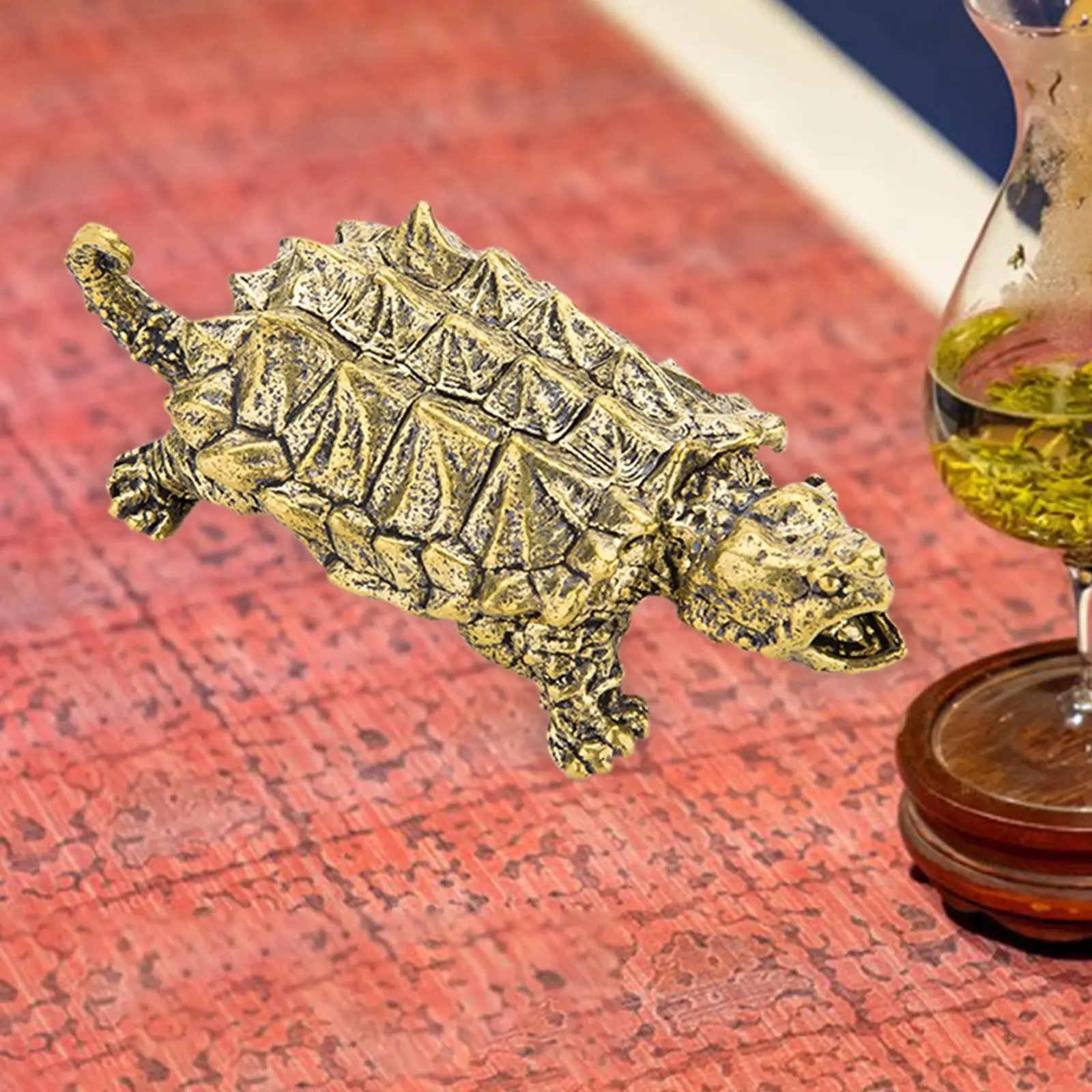 

Фигурка черепахи из кожи аллигатора, латунное украшение для чайного столика в гостиной