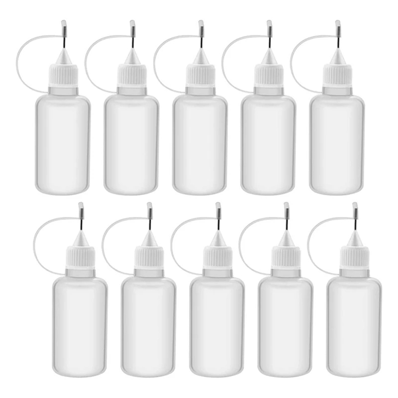 Garrafa plástica Squeezable ponta aplicador, Garrafas conta-gotas recarregáveis, Tampas ponta agulha para cola DIY, 20Pcs, 30ml