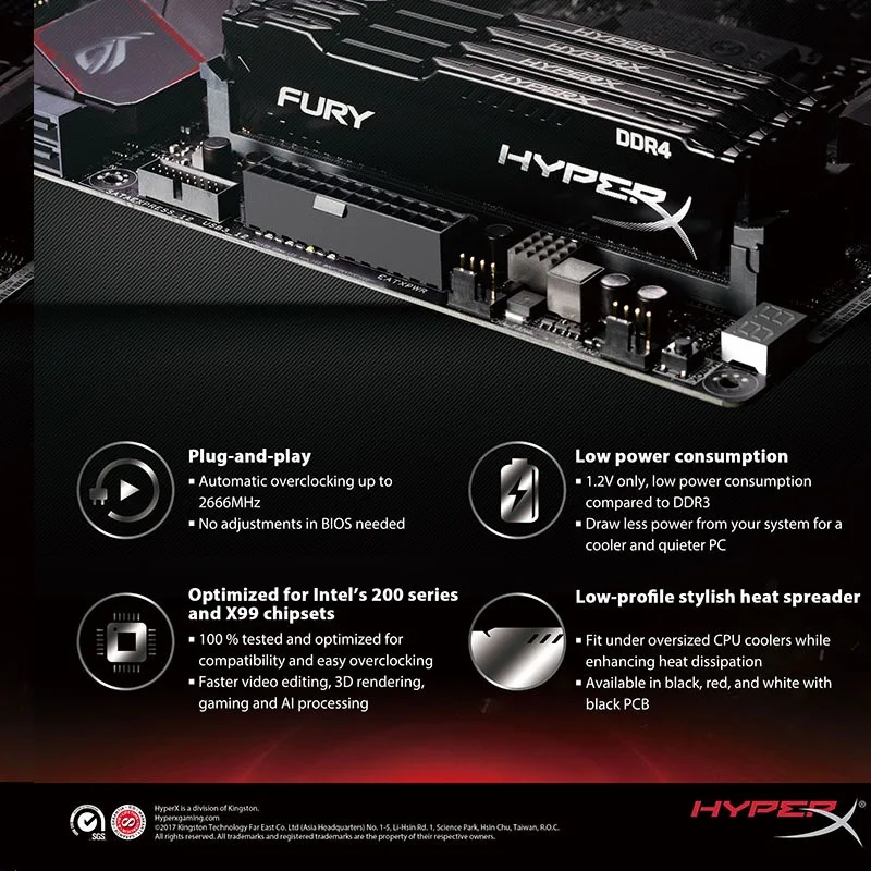 Imagem -06 - Hyperx Fury Ddr3 Ddr4 4gb 8gb 16gb 1333mhz 1600mhz 1866mhz 2400mhz 2666mhz 3200mhz Dimm Pc312800 Pc425600 Ddr4 Ram