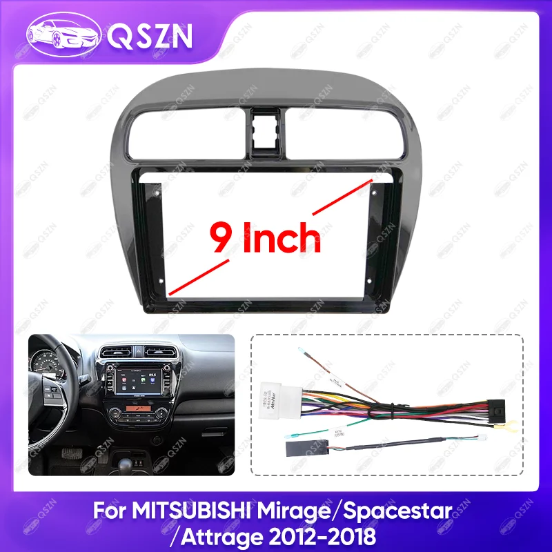 9 INCH Car Radio Frame For MITSUBISHI 2012-2018 Mirage/Spacestar/Attrage Screens Dashboard Frame Navigation Harness Cable