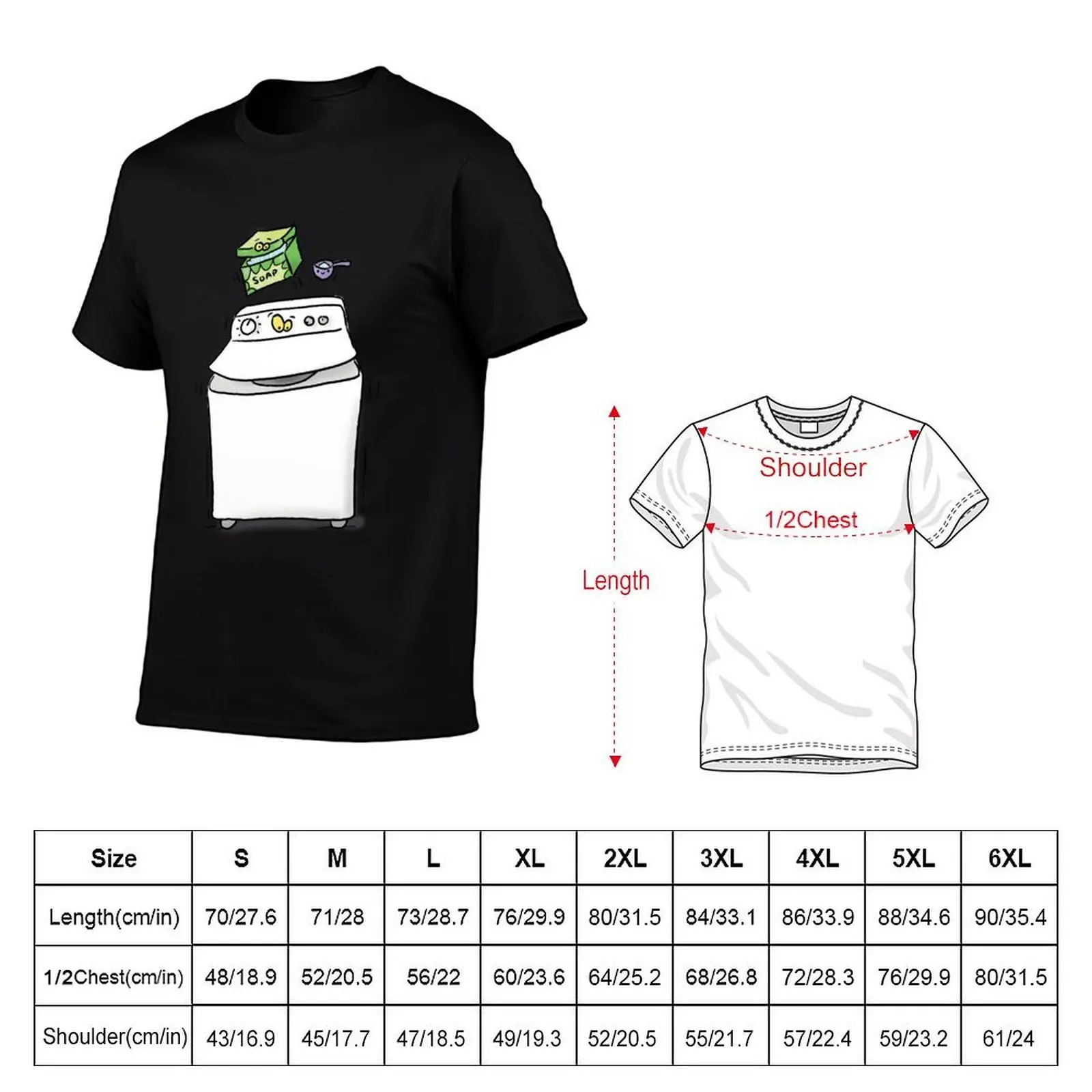 Cute funny washing machine laundry cartoon illustration T-Shirt quick drying kawaii clothes luxury clothes men