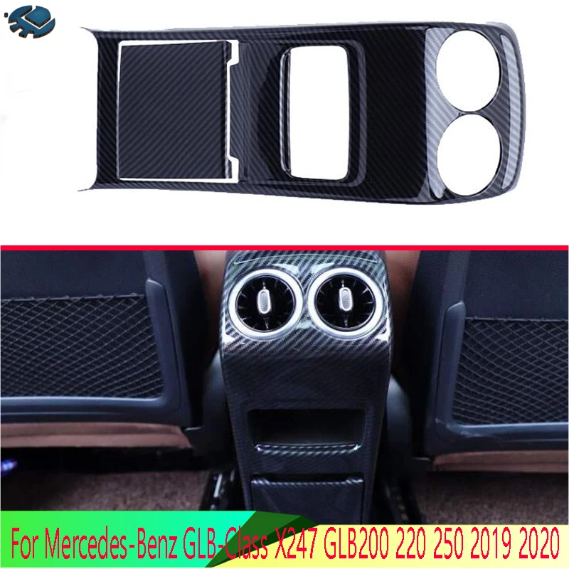 Для Mercedes-Benz GLB-Class X247 GLB200 220 250 2019 2020, подлокотник с покрытием из углеродного волокна, задний вентиляционный отверстие, рамка, накладка Для Mercedes-Benz GLB-Class X247 GLB200 220 250 2019 2020, подлокотник с покрытием из углеродного волокна, задний вентиляционный отверстие, рамка, накладка