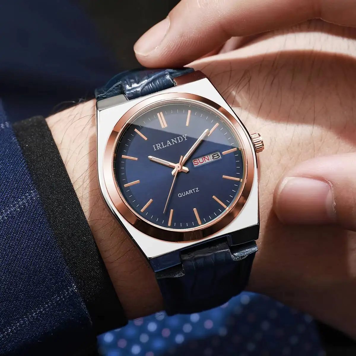 Jam Tangan Kuarsa Kalender Pria Modis Jam Tangan Bisnis Pria Tali Kulit Sederhana Jam Tangan Reloj Hombre (Tanpa Kotak)