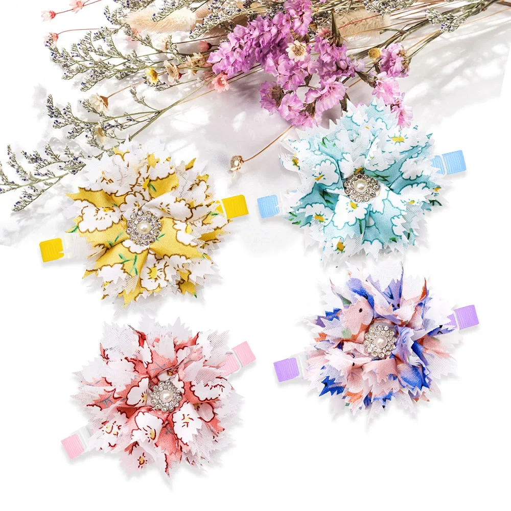 10pcs New Pet Accessories Dog Bow Ties with Diamond Dog Puppy Bowties Collar Pet Grooming Accessories For Small Dogs