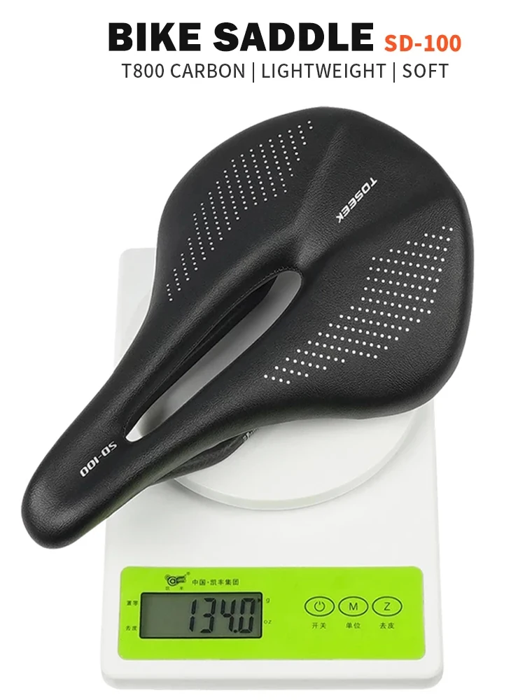 AliExpress NONE TOSEEK MTB/Road Bike Full Carbon Saddle 143/155MM Saddle Super Light Leather Carbon Cushions Only 135g Carbon Rails Bicycle Seat