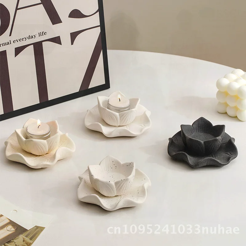 

Ceramic Lotus Candle Holder Buddha Decoration Cross-border Home Ornaments Aromatherapy Desktop Craft for Indoor Settings