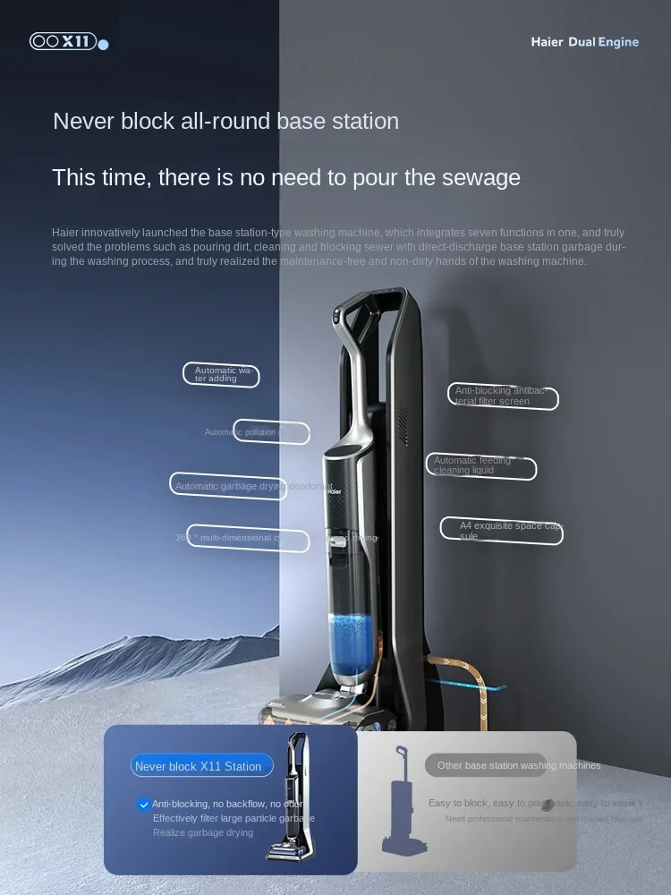 Haier X11station floor washing machine double roll brush germ removal washing drag suction machine automatic water supply