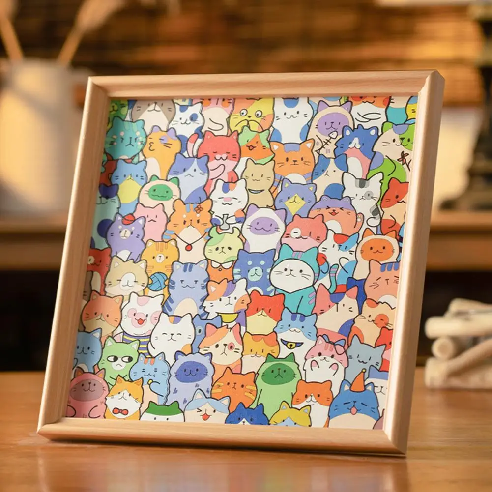 Cartoon Cute Kitten Wooden Puzzles Toys Creative Hand-painted DIY Assembly Toy Puzzle Christmas Gift