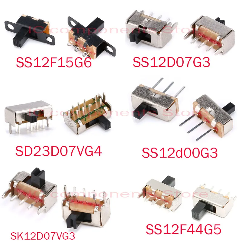 20 szt SS12D00 SS12D00 SS12D00G3 SS12F15G6 SS12F15 uchwyt przełącznika Mini przełącznik 3/6mm SPDT przełącznik suwakowy 1 p2t SS12D07G3 SK12D07VG3 SS12F44G5