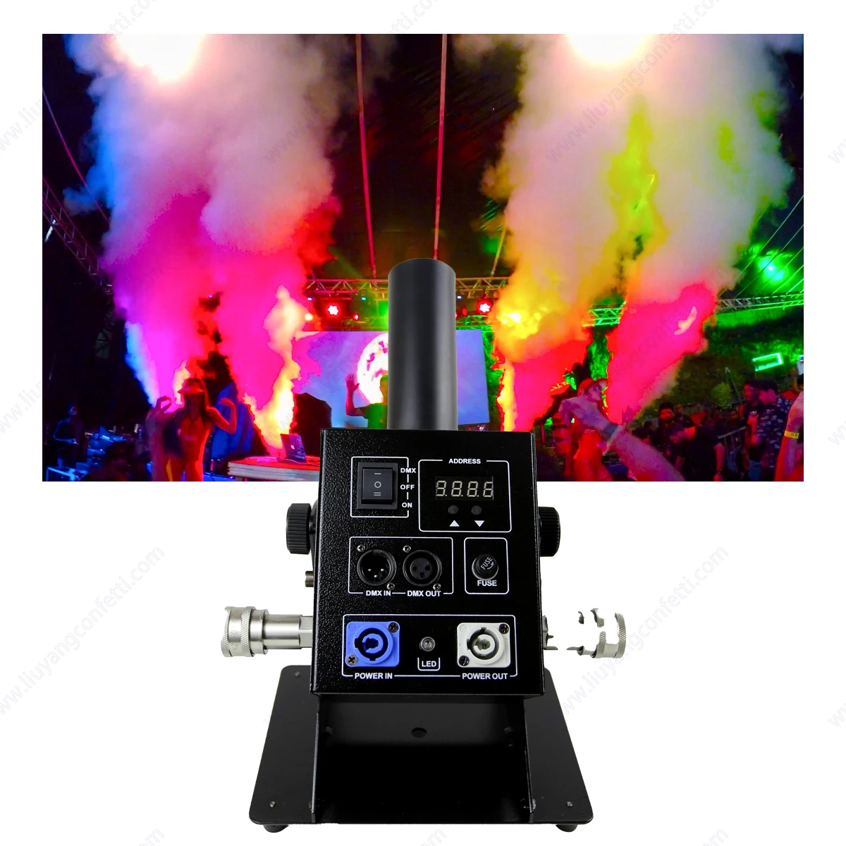 Co2 Jet Machine CO2 Cannon Power Control Cyro Blaster DMX512 LED Angle Adjuatble No Ice Seum Fog Machine DJ Stage Effect Spray