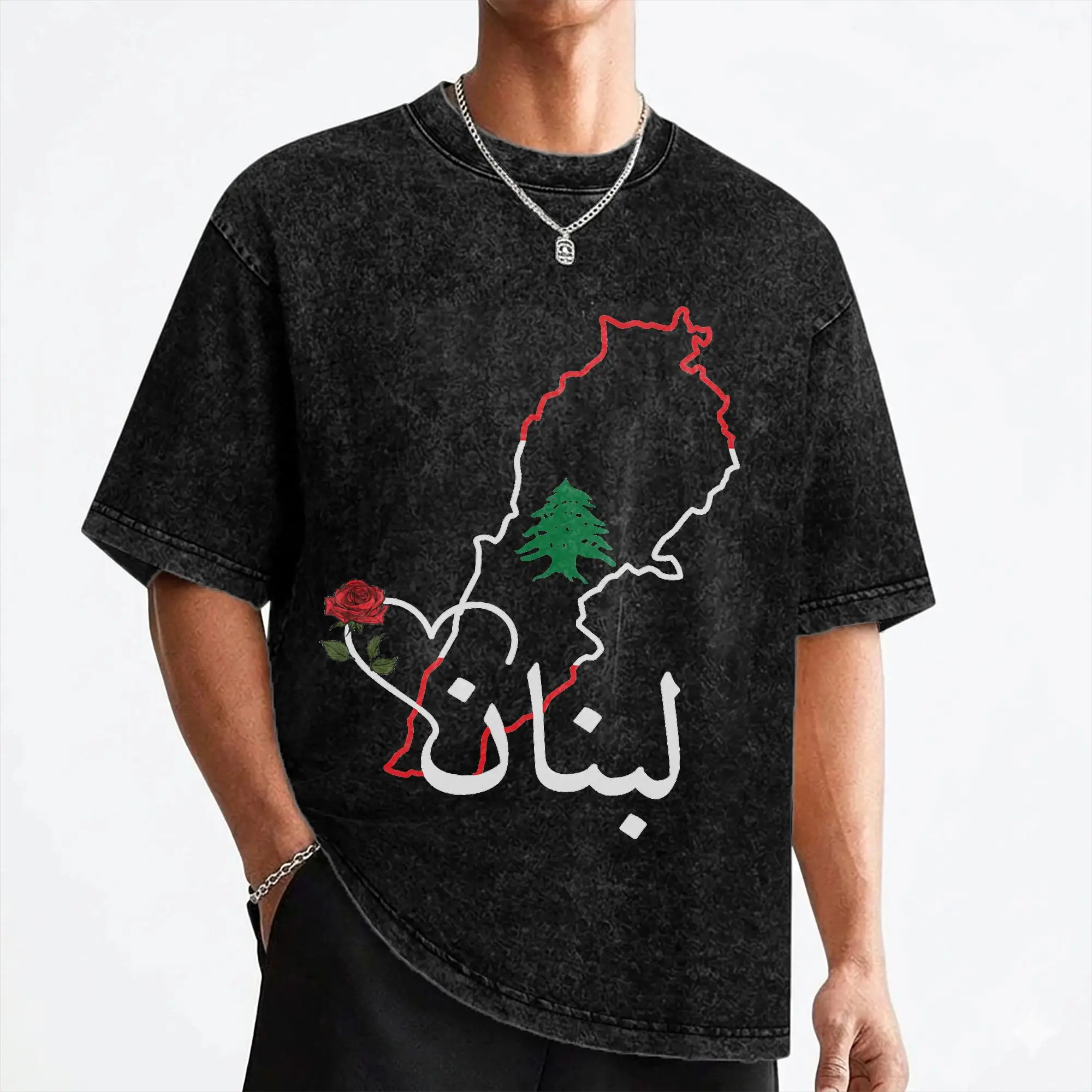 Lebanon Flag Map Beirut Cedar Tree Lebanese T Shirts Washed Short Sleeve T-Shirts for Men Women Streetwear Summer Tee Shirt