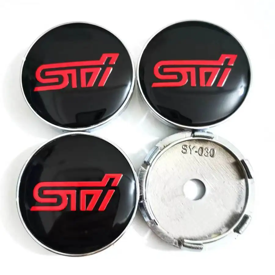 4pcs 60mm Applicable to Subaru hub cover STI Red Tire Center cover Logo Tire Center cover decoration sticker