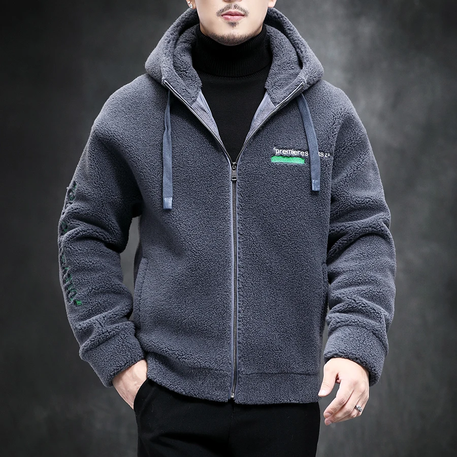 

Осенне-зимняя дубленка, мужская шерстяная куртка с капюшоном, повседневное спортивное мужское пальто