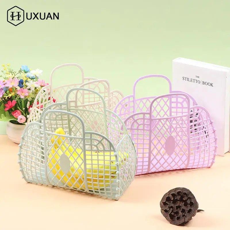 Bathroom Laundry Basket Small Foldable Mesh Portable Plastic Storage Organizers For Household Clothes Storage