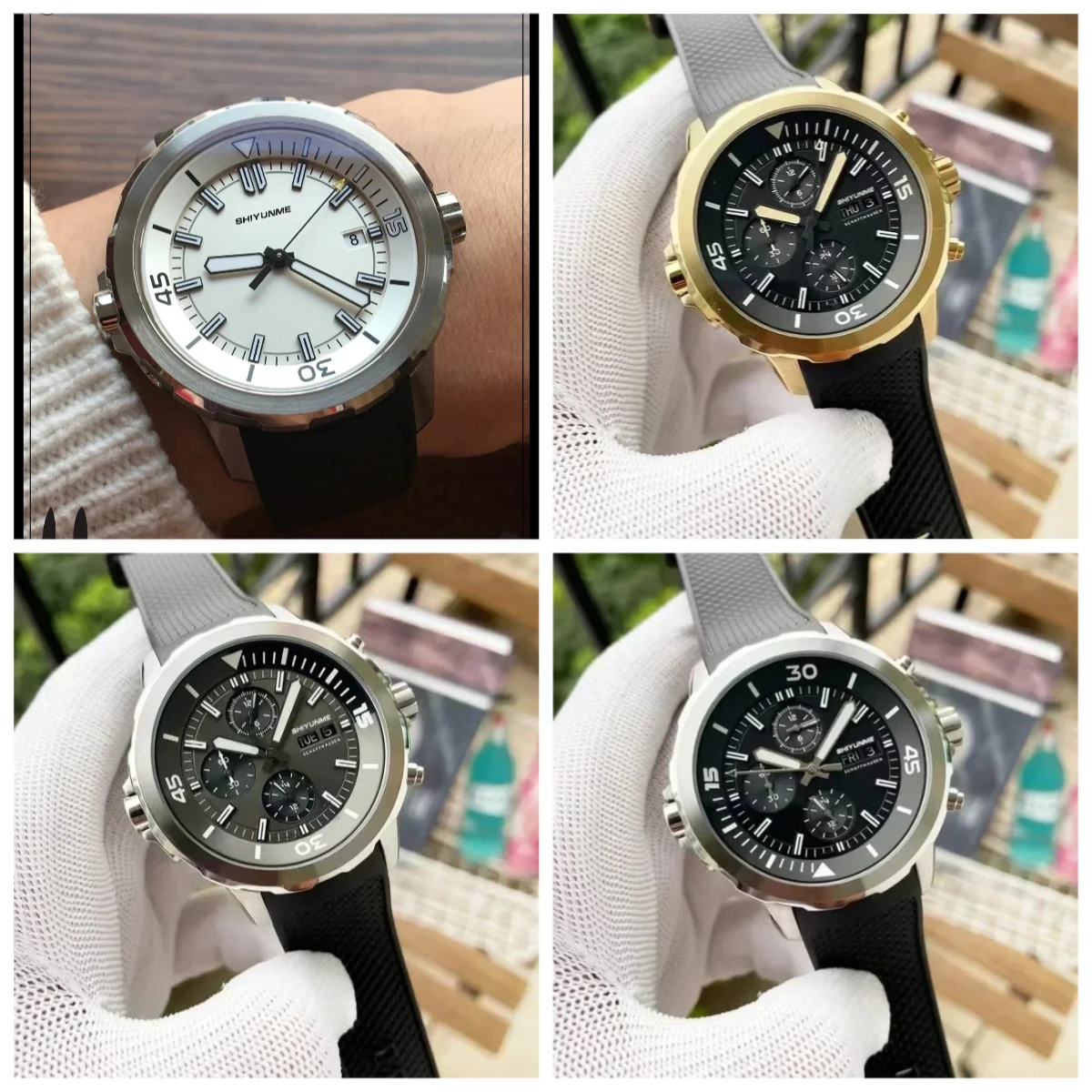 

A186 Store 44MM Sapphire Crystal Automatic New Men's Watch Stainless Steel Black Rubber Strap 904L