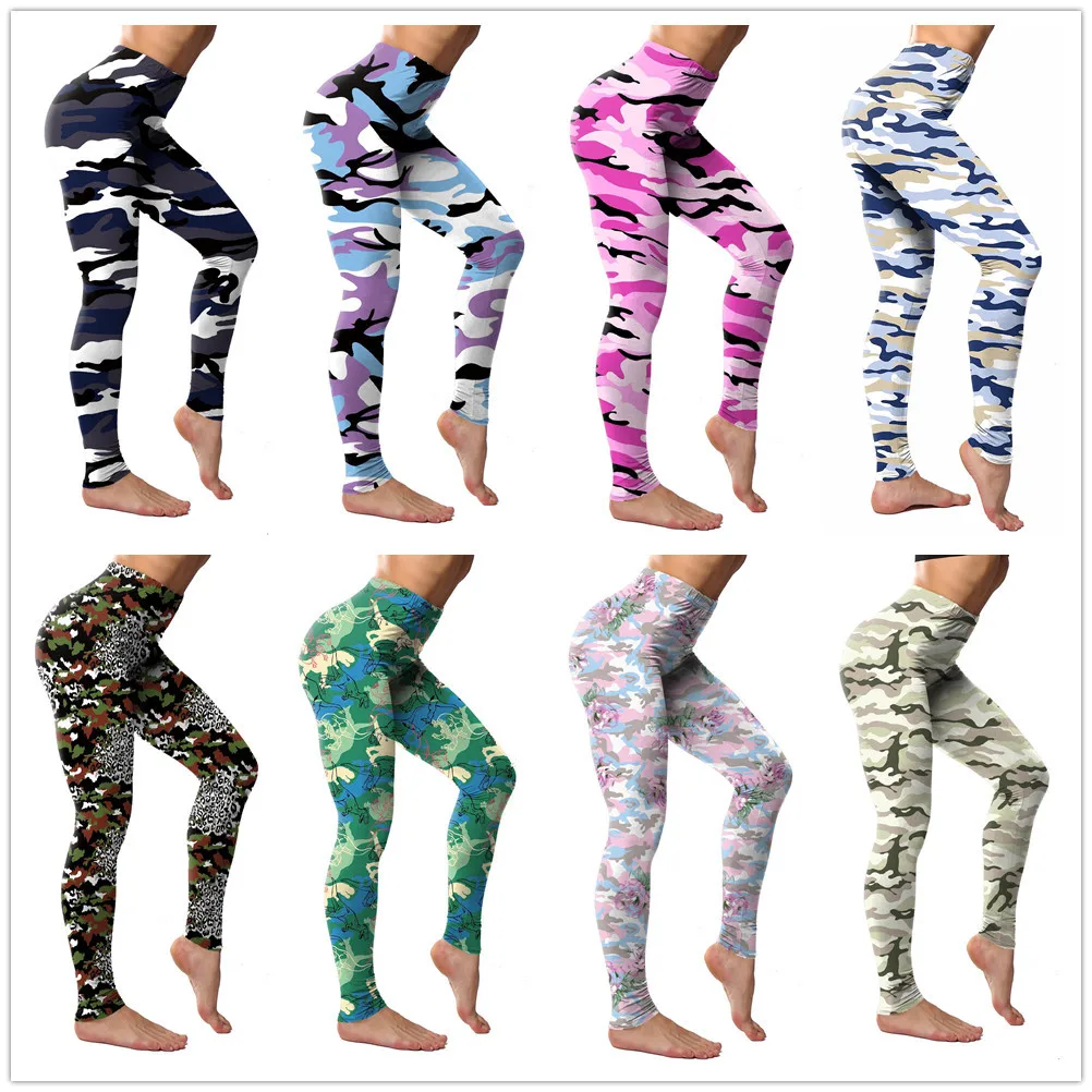 

Camouflage Print Yoga Pants Women's Thin Outerwear Elastic Tummy Control Butt Lifting Capri Length Milk Silk Fitn Trousers