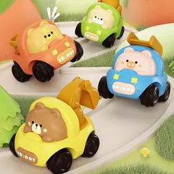 Children Mini Cartoon Engineering Car Toy Cute Animal Inertia Push and Go Excavator Fire Truck Education Toys for Baby Toddlers