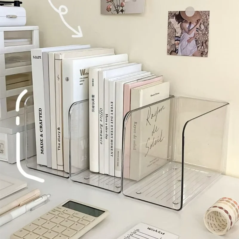 Portable Acrylic Book Stand U-shaped Free Combination Bookshelf Transparent Book Folder Desk Storage Rack Home Office