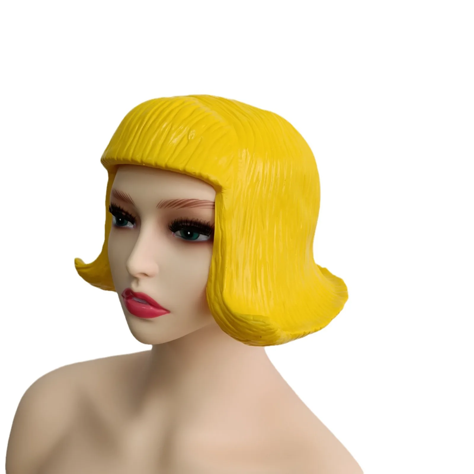 Colorful CD Wig Female Flash Rubber Yellow Wig Mask Festival Halloween Dance Party Masquerade Costumes Props Man Latex Masks