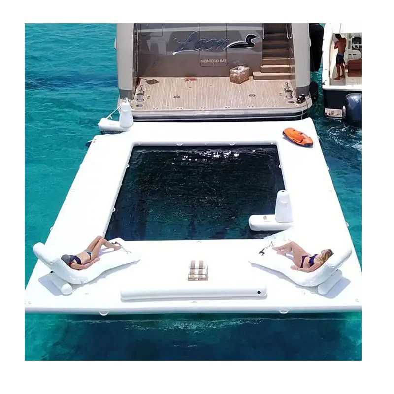 

Colchonetas Inflables Piscina Portable Floating Platform Ocean Sea Swimming Yacht Drop Stit Pool Mats With Net