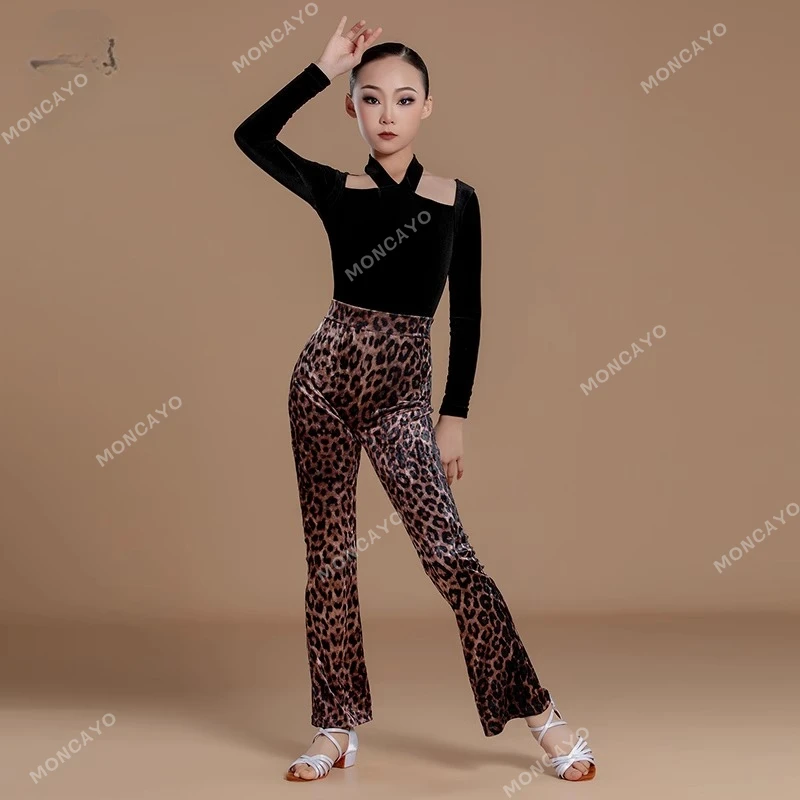 

Leopard Rumba Latin Dance Dress Girls Competition Chacha Tango Salsa Latin Dance Clothes Stage Dress Latin Dance Skirt Children