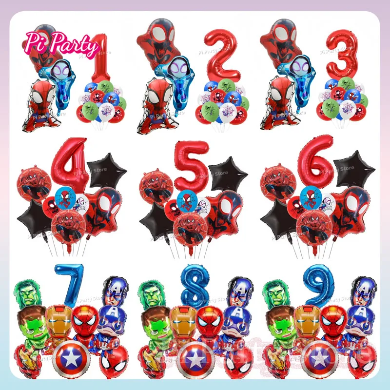 Globos de Aluminio de Spiderman y Hulk para Decoración de Fiesta de Cumpleaños de Spidey y Sus Increíbles Amigos, Globos para Baby Shower