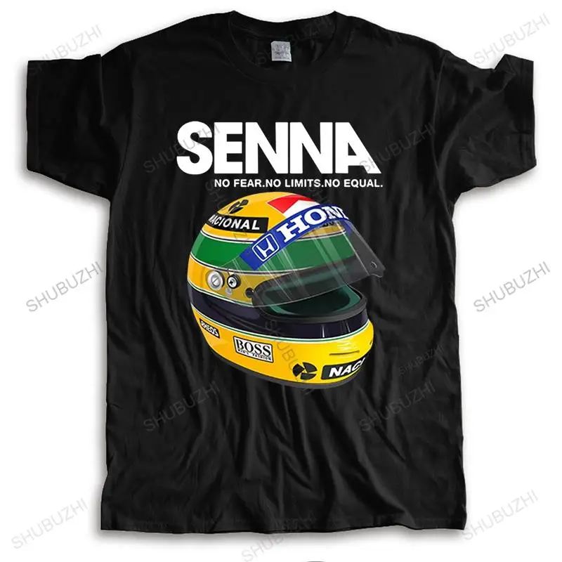 men t shirts Ayrton Senna Helmet Tee Tops Clothing 1 Race Car Man Crew Neck Short Sleeve T Shirt Popular Man Big Size T-Shirt