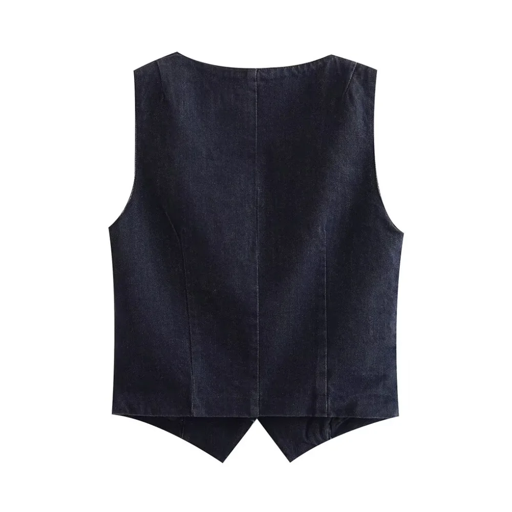 2024ZAR * Spring/Summer New Women\'s French Small and Fashionable Versatile V-neck Casual Loose denim vest