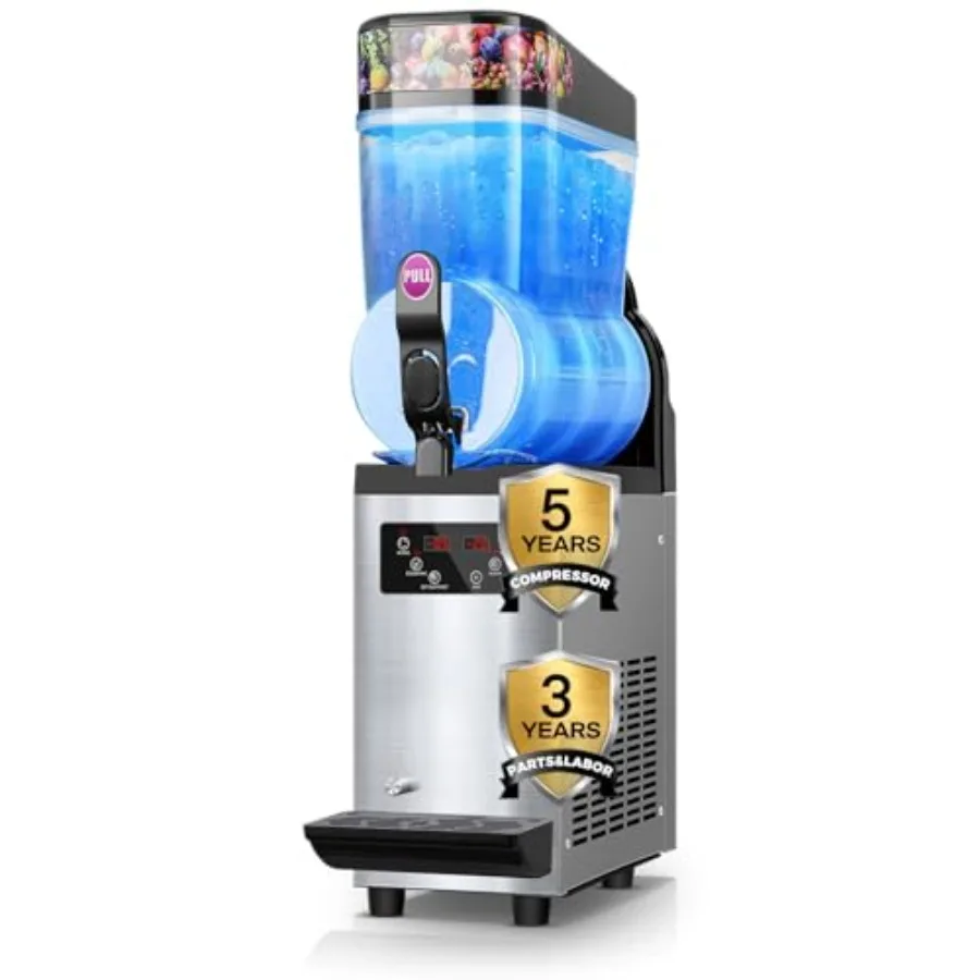 

Коммерческая машина для приготовления слякоти из нержавеющей стали, 4 галлона/15 л, для маргариты, смузи и замороженных напитков, быстрое охлаждение за 25 минут, сертифицирована ETL