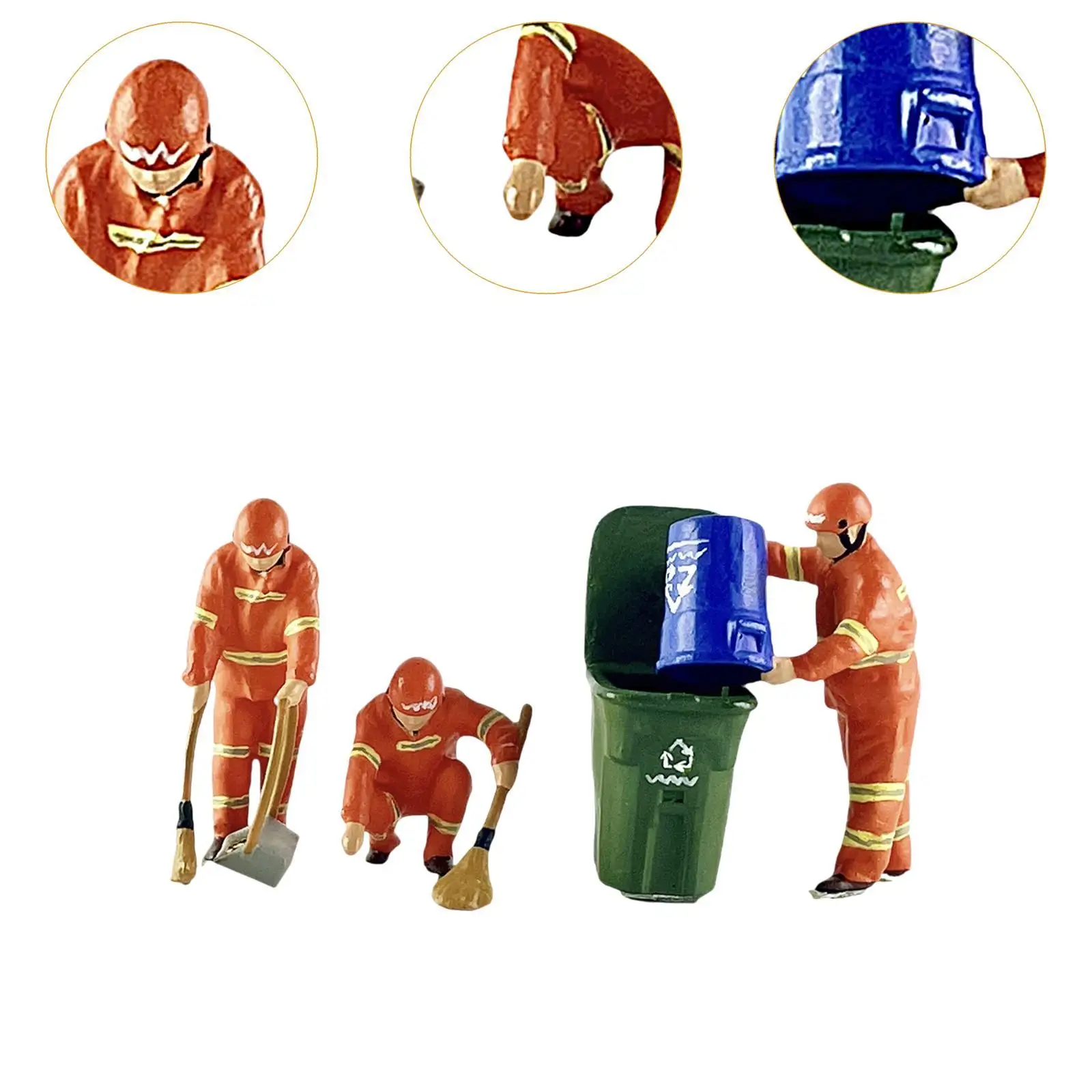 4Pcs 1/64 Scale Cleaner Figures Miniature Ornament Dioramas Photography Prop Realistyczne figurki z żywicy Ręcznie malowane figurki