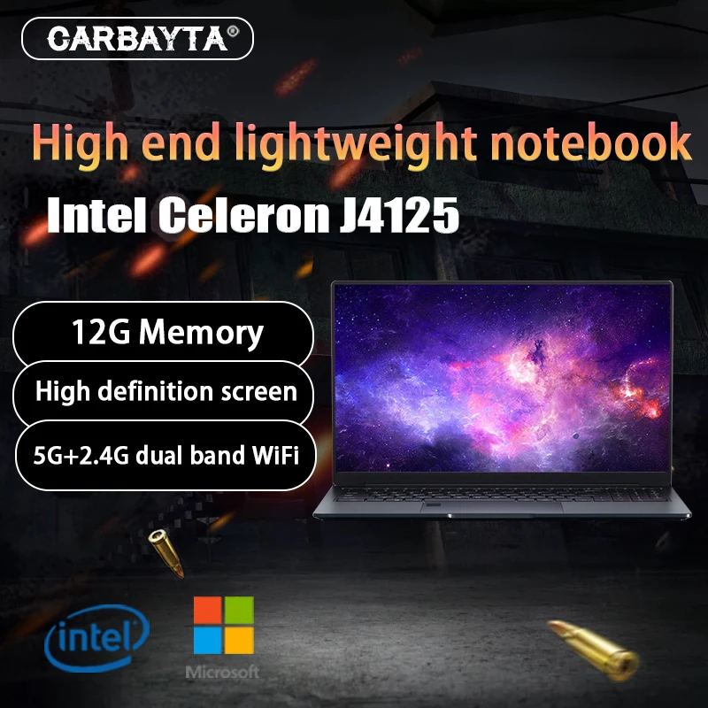 

Ноутбук Intel Celeron J4125, 15,6 дюйма, Windows 10 11 Pro 1920*1080, 12 Гб ОЗУ 512/1 ТБ SSD