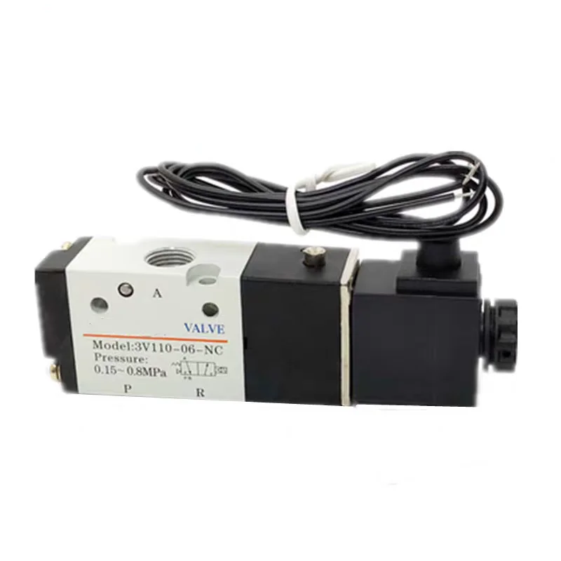 3v110-06 1/8 "válvula solenóide 3/2 vias válvula de controle de ar pneumático válvula magnética de gás elétrico corpo de alumínio dc12v 24v ac110v 220v
