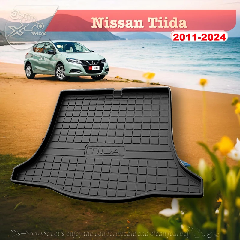 

Подходящий под заказ коврик для багажника автомобиля для Nissan Tiida 2011-2024, всесезонный черный коврик для груза в форме 3D, лазерные замеры, подкладки для багажника