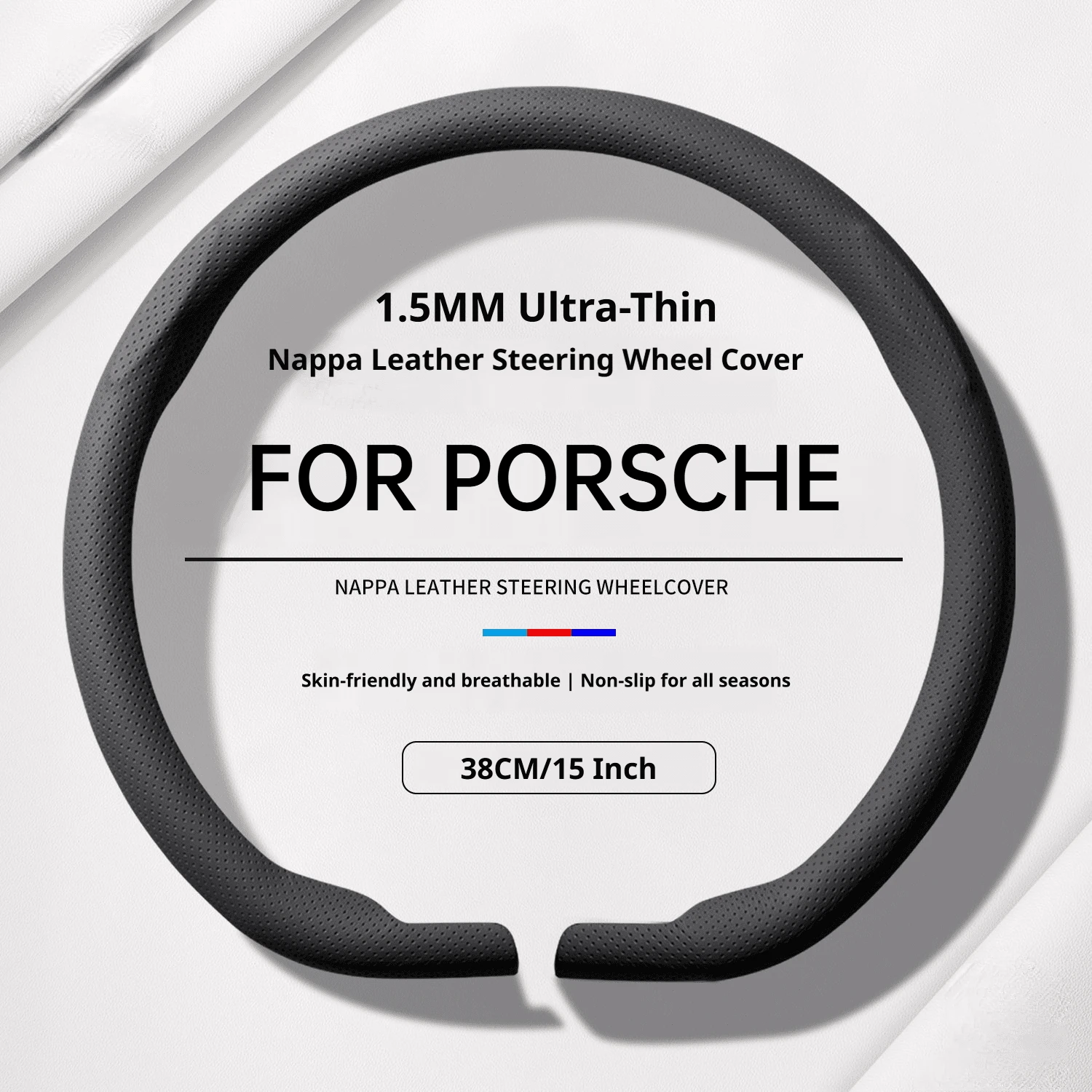 FOR PORSCHE 1.5MM Ultra‑Thin Steering Wheel Cover Fit Macan Panamera 911 Taycan Cayman 718 Easy Install Solid Color Car Styling