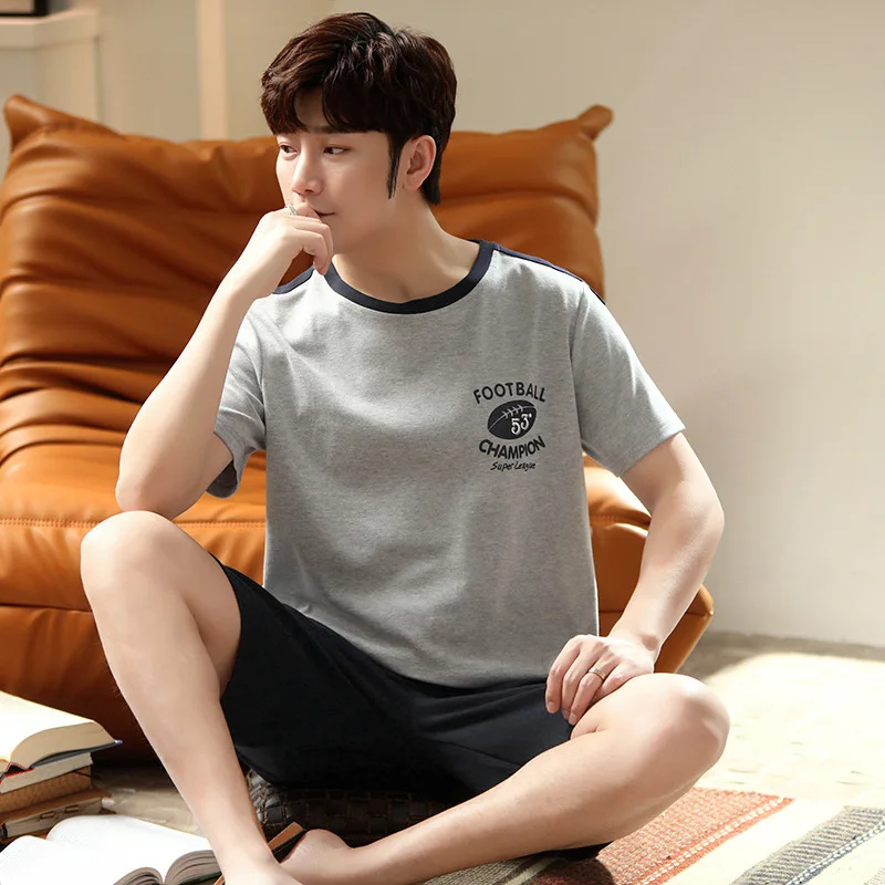 Men’s Pajamas Summer Short Sleeve Thin Loose Comfortable Casual Loungewear Set 2 Piece Set Casual Simple Sleepwear Homewear