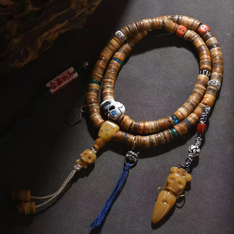 Tibetan Old Yak Bone 108 Pieces Material Dice Large Intestine Beads Back Cloud Accessories