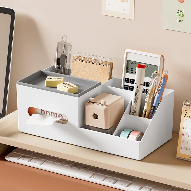 Tissue Box Plastic Creative Simple Combination Pen holder Drawer Paper Box Divided Layer Cosmetics and Miscellaneous Storage Box