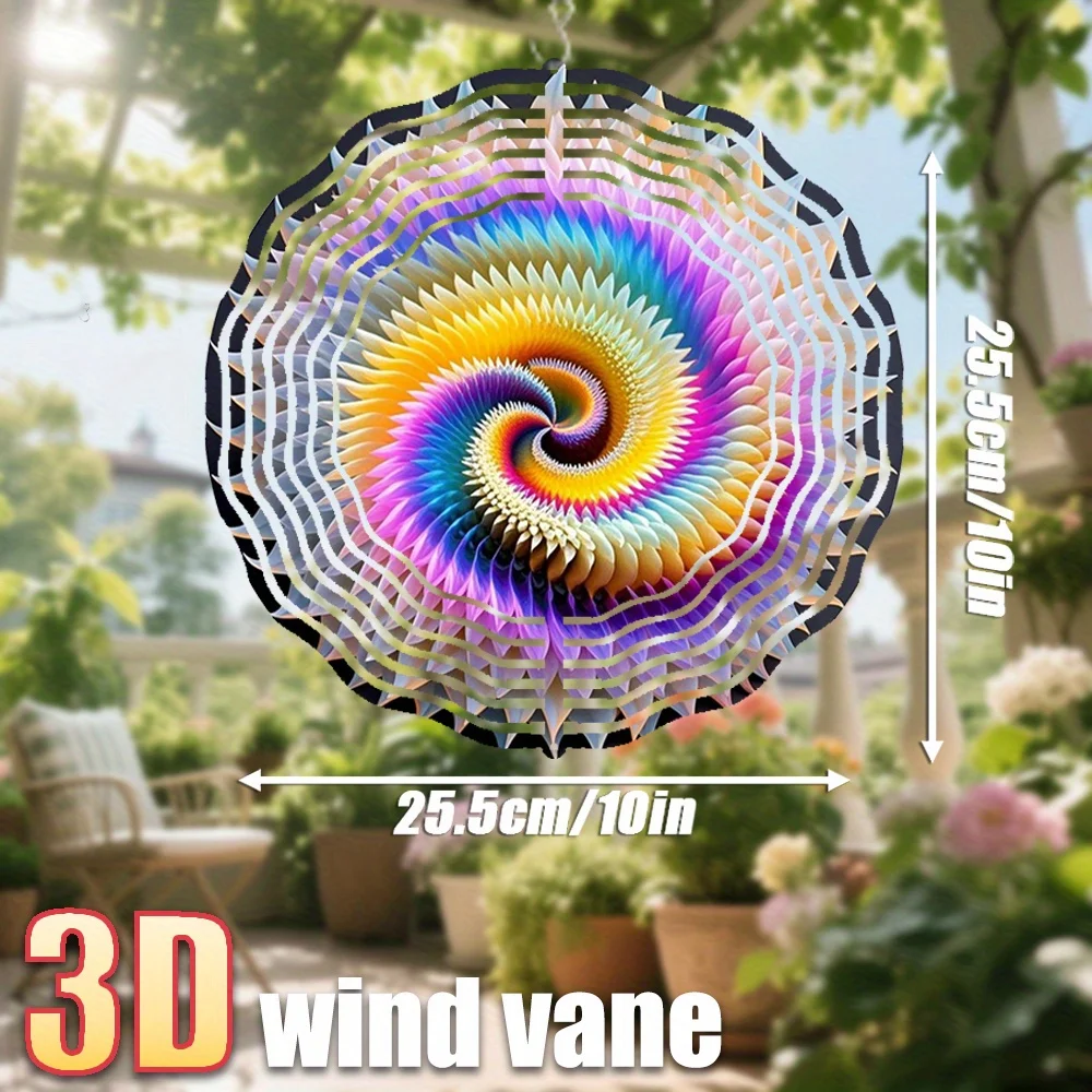 CIFBUY 3D Colorful Spiral Wind Chime Metal Spinner with 360 Rotating Hook Double Sided Hanging Ornament for Garden Patio Outdoor