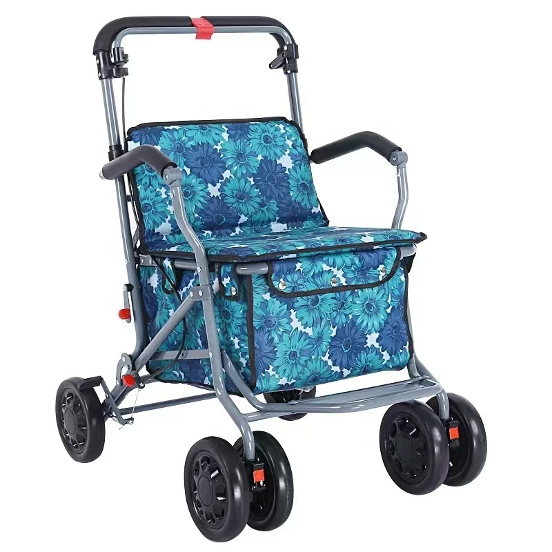 

Popular Foldable Aluminum Walker Rollator With Seat For Elderly Or Disable Aluminum Rehabilitation Therapy Supplies