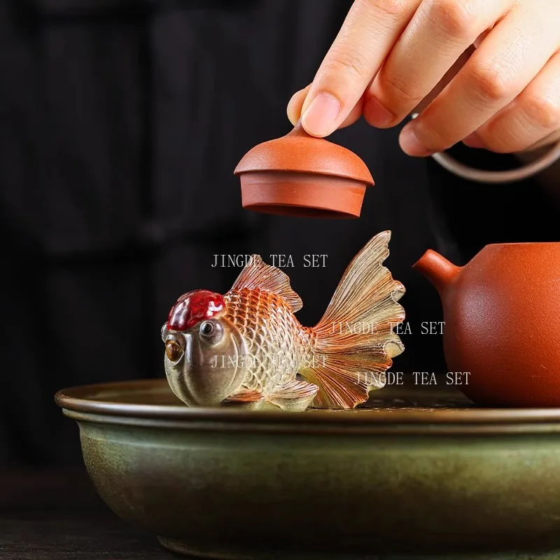 Color Changing Goldfish Tea Pet Carp Tea for Entertainment Cute Wealth Attracting Desktop Decoration Tea Ceremony Accessories
