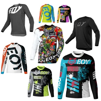 Koszulka motocyklowa terenowa, koszulka rowerowa, szybkoschnąca, oddychająca, odprowadzająca wilgoć koszulka MTB z długim rękawem do jazdy na rowerze i sportów jeździeckich