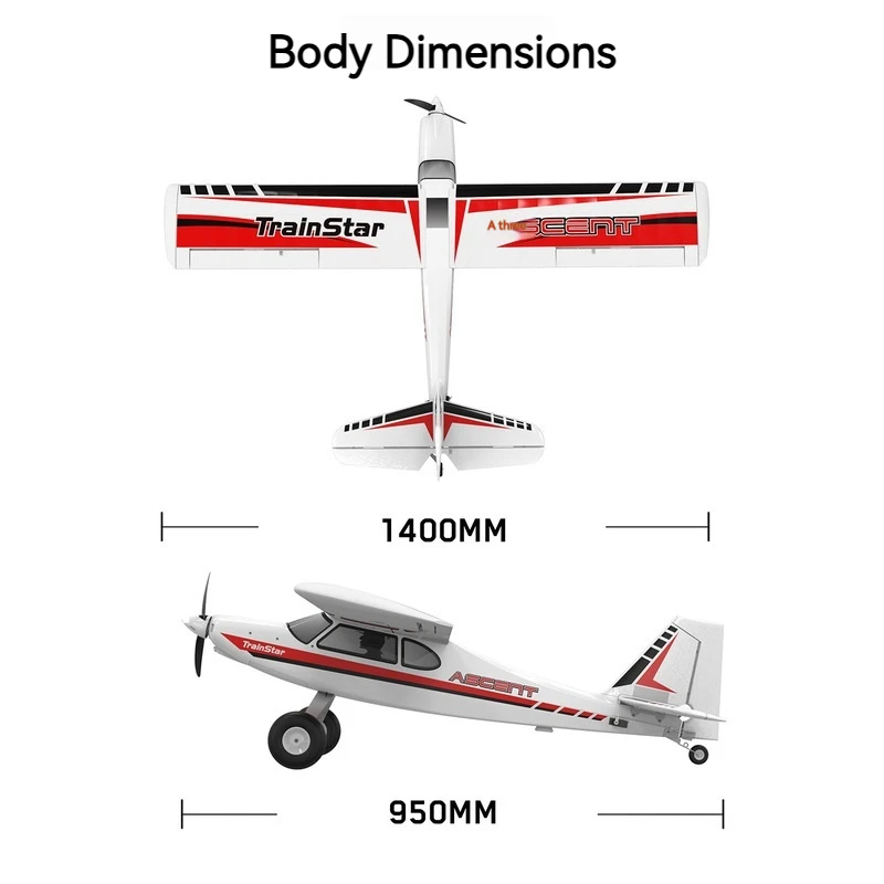 Orlans 1.4Mสี่ช่องรีโมทคอนโทรลเครื่องบินรุ่นไฟฟ้าขนาดใหญ่เทรนเนอร์กีฬาเครื่องบินปีกคงที่Crashของเล่นทน