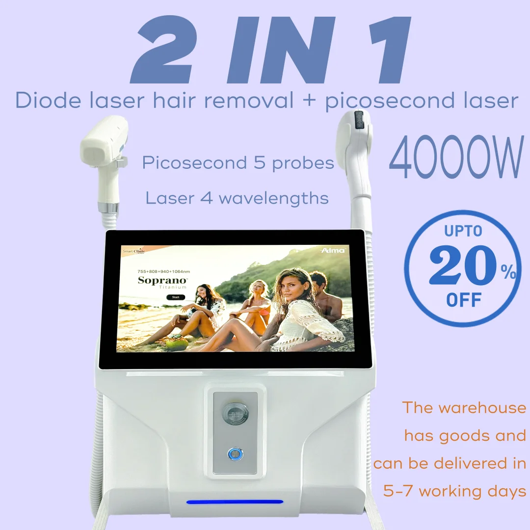 

Профессиональный сопрано-диодный ледяной титановый лазер 4000 Вт для удаления волос на теле, устройство 808 нм, 4 волны, постоянный CE для женщин