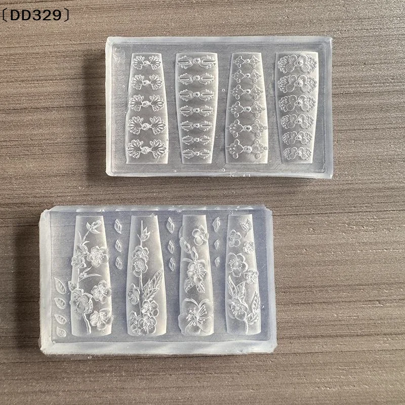 1Pcs Guofeng Button-shaped High-transparency Nail Art Silicone Mold, Plum Blossom Leaf Engraved Tool, Wearable Nail ,〔DD329〕