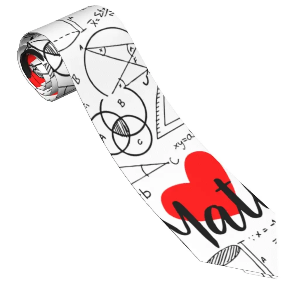 I Love Math Graph Unisex Necktie Casual Polyester 8 cm Classic Mathematics School Neck Ties for Mens Shirt Accessories